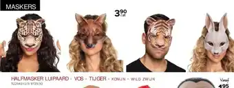 Euroshop HALFMASKER LUIPAARD - VOS - TIJGER - konijn - wild zwijn aanbieding