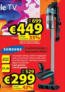 ElectroStock Samsung steelstofzuiger / aspirateur balai aanbieding