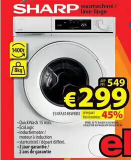 ElectroStock SHARP wasmachine / lave-linge aanbieding