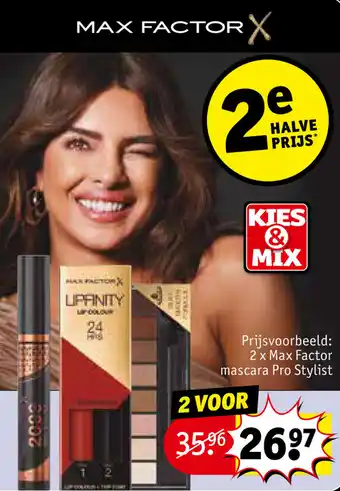 Kruidvat 2 x Max Factor mascara Pro Stylist aanbieding