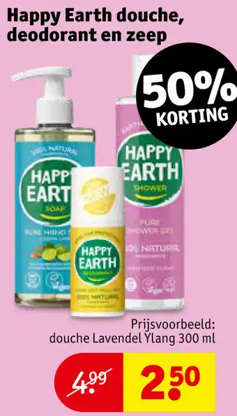 Kruidvat Happy Earth douche, deodorant en zeep aanbieding