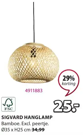 Jysk Sigvard hanglamp 35 x h25 cm aanbieding