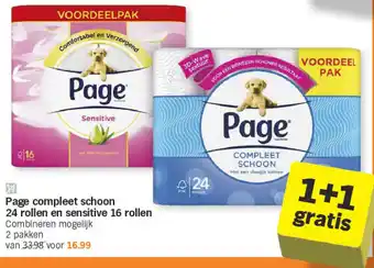 Albert Heijn Page compleet schoon 24 rollen en sensitive 16 rollen aanbieding