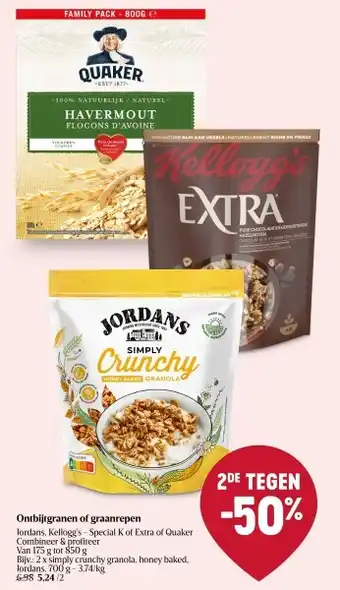 Delhaize Ontbijtgranen of graanrepen aanbieding