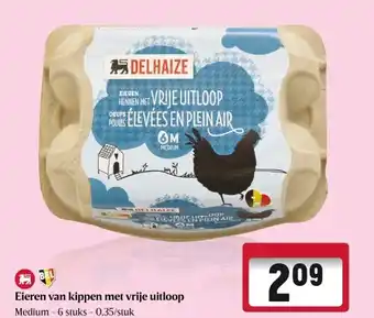 Delhaize Eieren van kippen met vrije uitloop aanbieding