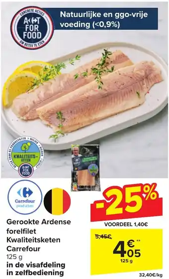 Carrefour Market Gerookte ardense forefilet kwaliteitsketen 125 g aanbieding