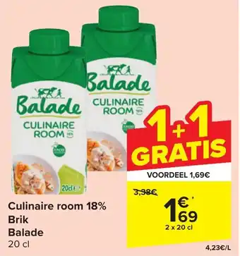 Carrefour Market Culinaire room 18% brik balade 20 cl aanbieding
