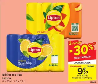 Carrefour Market Blikjes ice tea lipton 6 x 33 cl of 8 x 33 cl aanbieding