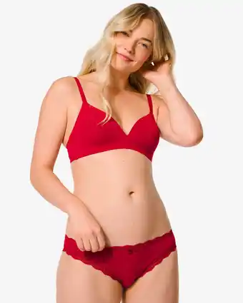 HEMA HEMA Damesslip Katoen Met Kant Rood (rood) aanbieding