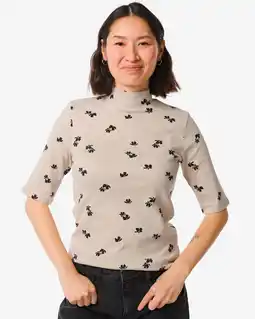 HEMA HEMA Dames T-shirt Clara Rib Zand (zand) aanbieding