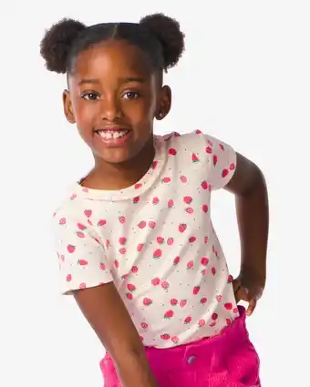 HEMA HEMA Kinder T-shirt Met Ribbels Gebroken Wit (gebroken wit) aanbieding