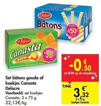 Carrefour Market Set bâtons gouda of koekjes canasta delacre aanbieding