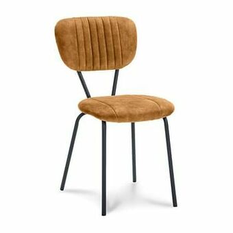 Leen Bakker Eetkamerstoel Gaby - fluweel - cognackleur - 2 stuks - Leen Bakker aanbieding