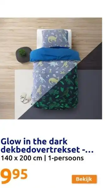 Action Glow in the dark dekbedovertrekset - Dino's aanbieding