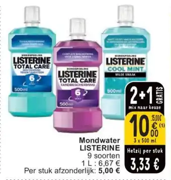 Cora Mondwater LISTERINE 3 x 500mL aanbieding