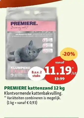 Maxi Zoo PREMIERE kattenzand 12 kg aanbieding