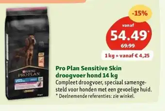 Maxi Zoo Pro Plan Sensitive Skin droogvoer hond 14 kg aanbieding