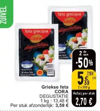 Cora Griekse feta CORA 2 x 200g aanbieding