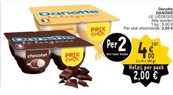 Danette DANONE LE LIÉGEOIS 2 x (4 x 100g)