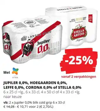 Spar Colruyt Jupiler 0.0% of Stella 0.0% aanbieding