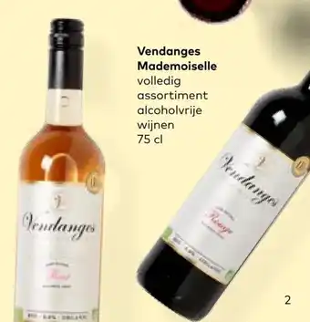 Vendanges Mademoiselle alcoholvrije wijnen 75 cl