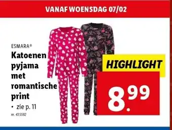 Lidl Katoenen pyjama met romantische print aanbieding