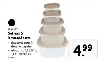 Lidl Set van 5 bewaardozen aanbieding