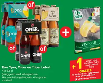 Carrefour Market Bier Ypra, Omer en Tripel Lefort 4 x 33 cl aanbieding