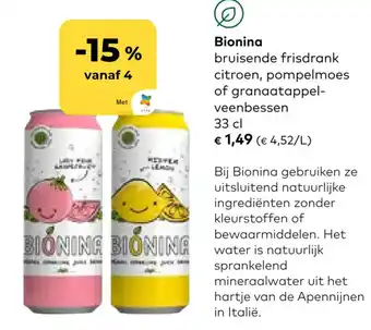 Bionina bruisende frisdrank 33cl