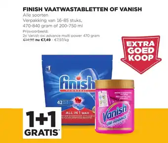 Jumbo Finish vaatwastabletten of vanish 470-840g aanbieding