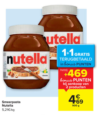 Carrefour Smeerpasta Nutella aanbieding