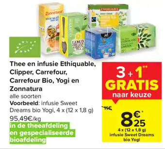 Carrefour Thee en infusie Ethiquable, Clipper, Carrefour, Carrefour Bio, Yogi en Zonnatura aanbieding