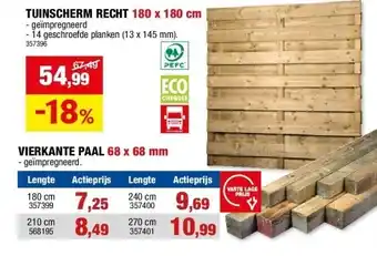 Hubo TUINSCHERM RECHT 180 x 180 cm aanbieding