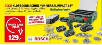 Hubo ACCU KLOPBOORMACHINE “UNIVERSALIMPACT 18” aanbieding