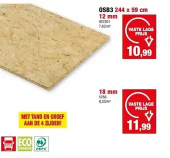 Hubo OSB3 244 x 59 cm 12 mm aanbieding