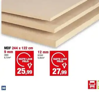 Hubo MDF 244 x 122 cm 9 mm aanbieding