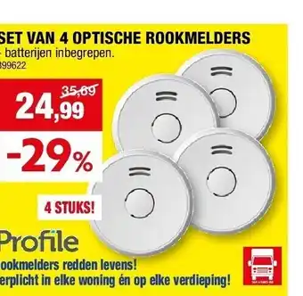 Hubo SET VAN 4 OPTISCHE ROOKMELDERS aanbieding