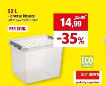 Hubo OPBERGBOX MET DEKSEL “Q-LINE” 52 L aanbieding