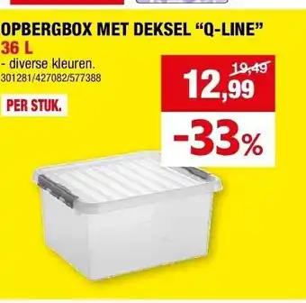 Hubo OPBERGBOX MET DEKSEL “Q-LINE” 36 L aanbieding
