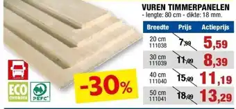 Hubo VUREN TIMMERPANELEN aanbieding