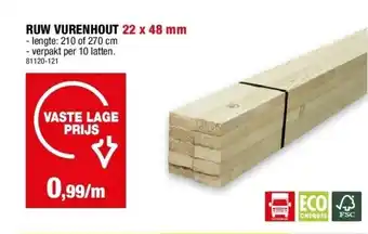 Hubo RUW VURENHOUT 22 x 48 mm aanbieding