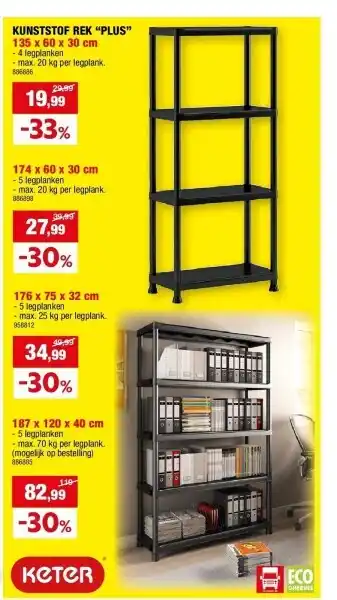 Hubo KUNSTSTOF REK “PLUS” 135 x 60 x 30 cm aanbieding