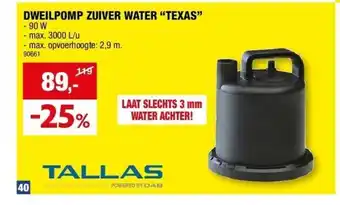 Hubo DWEILPOMP ZUIVER WATER “TEXAS” aanbieding