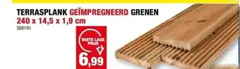 Hubo TERRASPLANK GEÏMPREGNEERD GRENEN 240 x 14,5 x 1,9 cm aanbieding