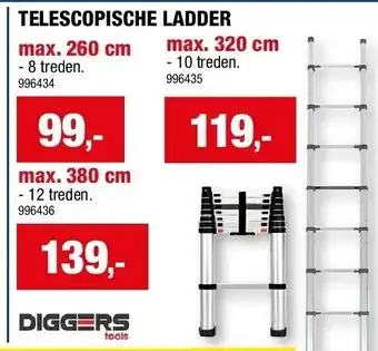 Hubo TELESCOPISCHE LADDER max. 260 cm aanbieding