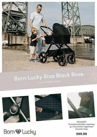 Baby & Tiener Born lucky riva black rose 3-in-1 kinderwagen aanbieding