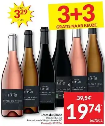 Intermarché Côtes du rhône théodore grasset rosé, wit, rood - villages of rood - bio aanbieding