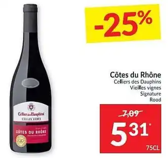 Côtes du rhône celliers des dauphins vieilles vignes signature rood