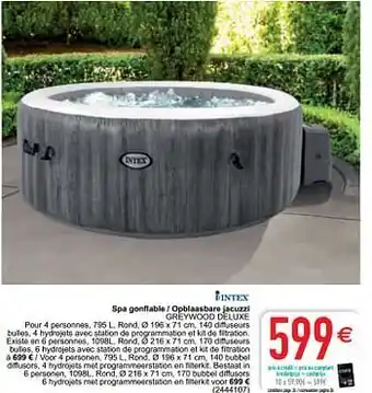 Cora Spa gonflable - opblaasbare jacuzzi greywood deluxe aanbieding