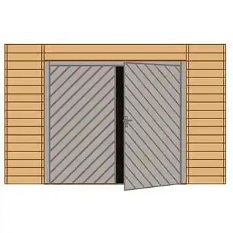 Brico Solid voorwand met dubbele garagedeur ‘S7742’ hout 390 x 245 cm aanbieding